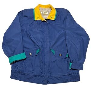 Vintage 80s 90s London Fog Colorblock Blue Jacket Coat Men’s Size Large